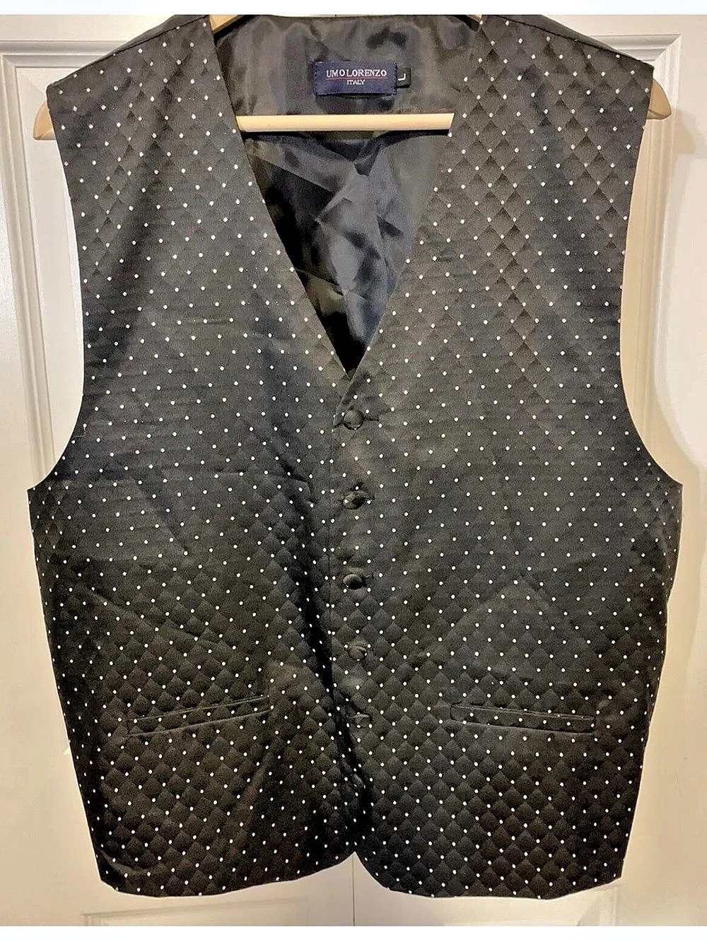 Umo Lorenzo Quilted Formal Vest in Black Large Like New